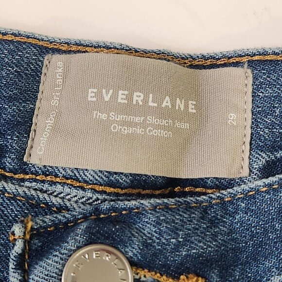 Everlane The Summer Slouch Jeans Womens 29 Blue Button Fly Cotton Blend Relaxed - Picture 3 of 12